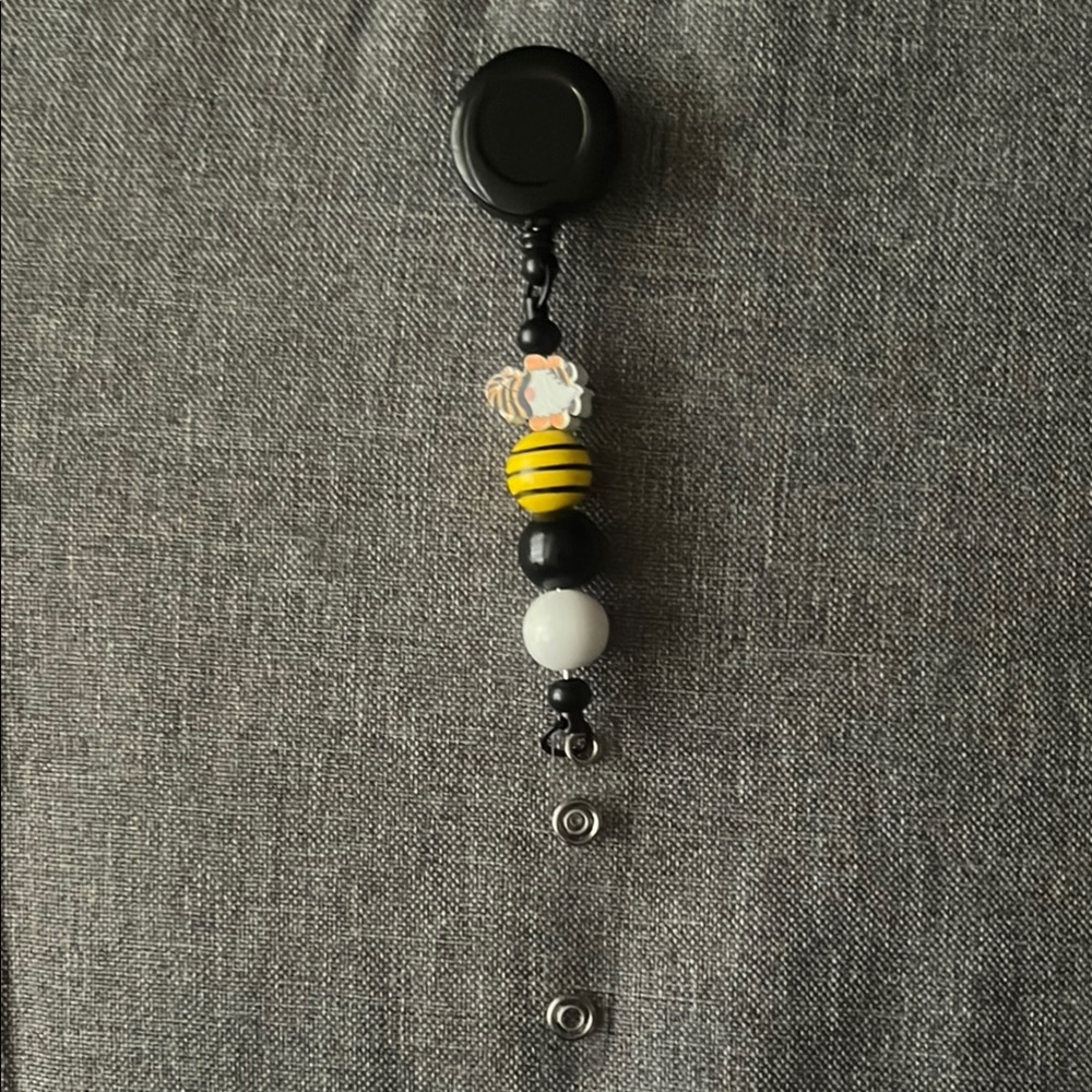 Black, Yellow, and White w/Gnome Bee-Themed Badge Reel